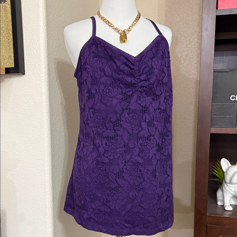 Torrid Purple Lace Camisole Top plus size 2 EUC